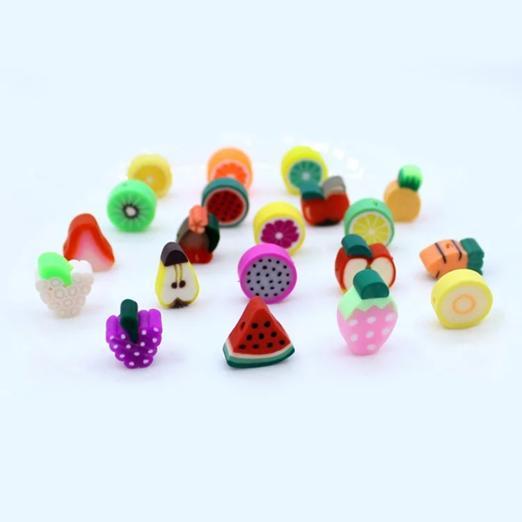 

1000pcs per bag jewelry bracelet making diy accessories  mix flat round fruit polymer clay beads