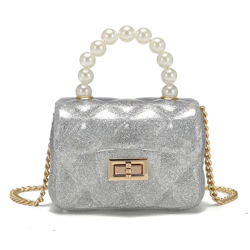 

Jelly purse Handbag wholesale woman silicone mini jelly Chain ladies bags pearl candy kids small Jelly purses and handbags
