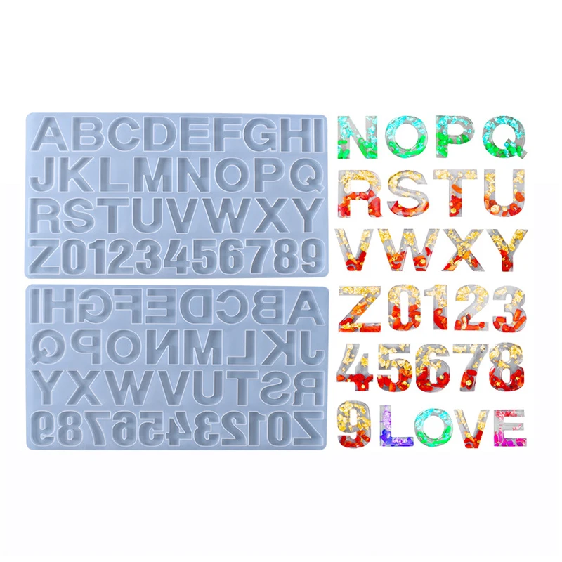 

Crystal Epoxy alphabet Silicone Resin Molds DIY Handmade Jewelry Resin Number Pendant Letter Keychain Mold, White