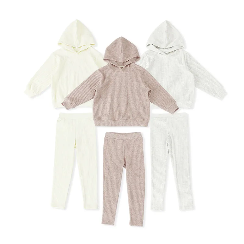 

Wholesale Knit Sweater Casual Children Girl Hoodie Clothes Sets Kids Jogger Sweatsuit