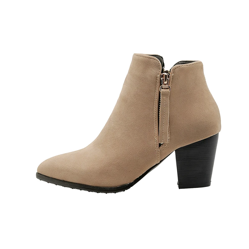 

Fashion Suede Booties Ankle Boots Zip Ankle Boots High Heels Elegant Shoes Women Autumn Ankle Boots, Yellow/black/apricot