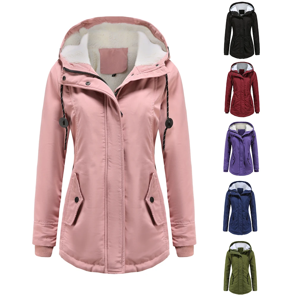 

Parker coat warm cotton-padded jacket thickened plus velvet cotton-padded jacket women casual hooded jacket