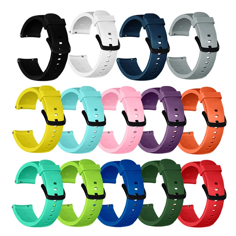 

BOORUI 2021 hot sell smart watch bands soft silicone sport replacement strap 20mm watchbands, 14 colors to choose from