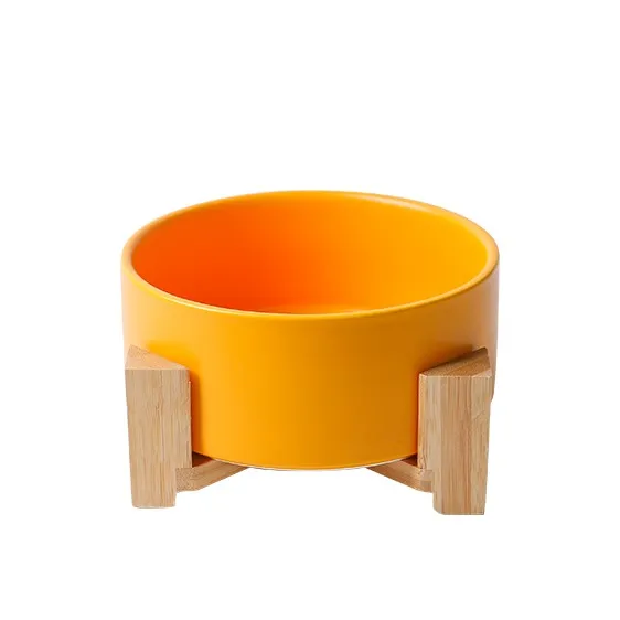 

Wholesale Manufacturer High QualityMulti Colors Ceramic Wooden Frame Pet Cat Dog Bowl