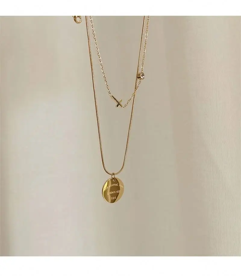 

Gold Chain Link Custom Name Letter Locket Personalised Plate Plated Necklace