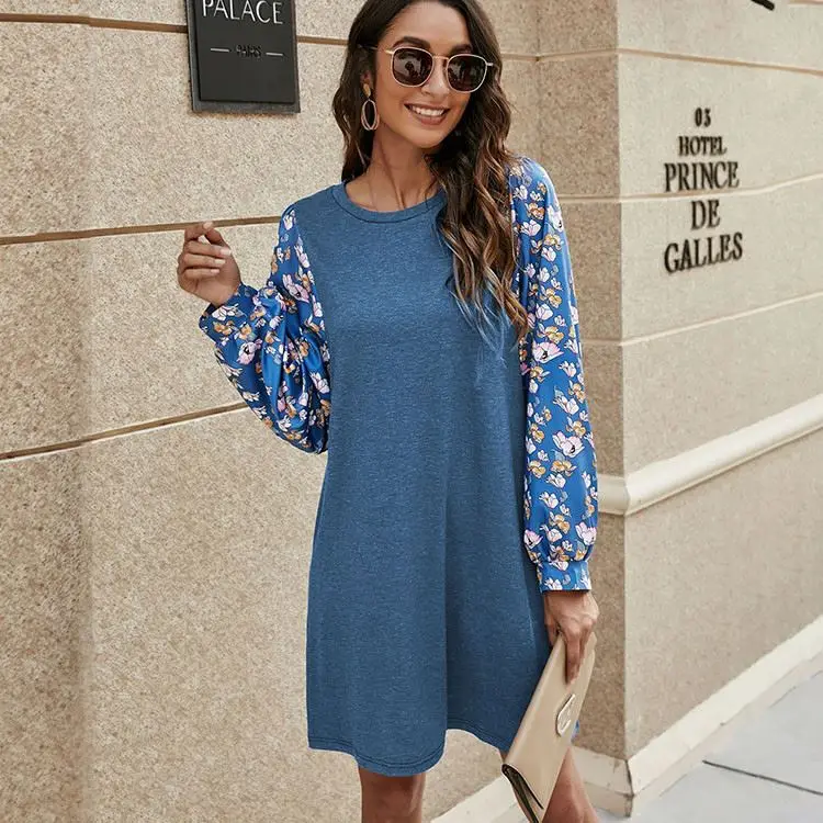 

PEARL Latest Design 2021 Spring Long Sleeve Flower Printed Sexy Casual Dress Lady Dresses Women