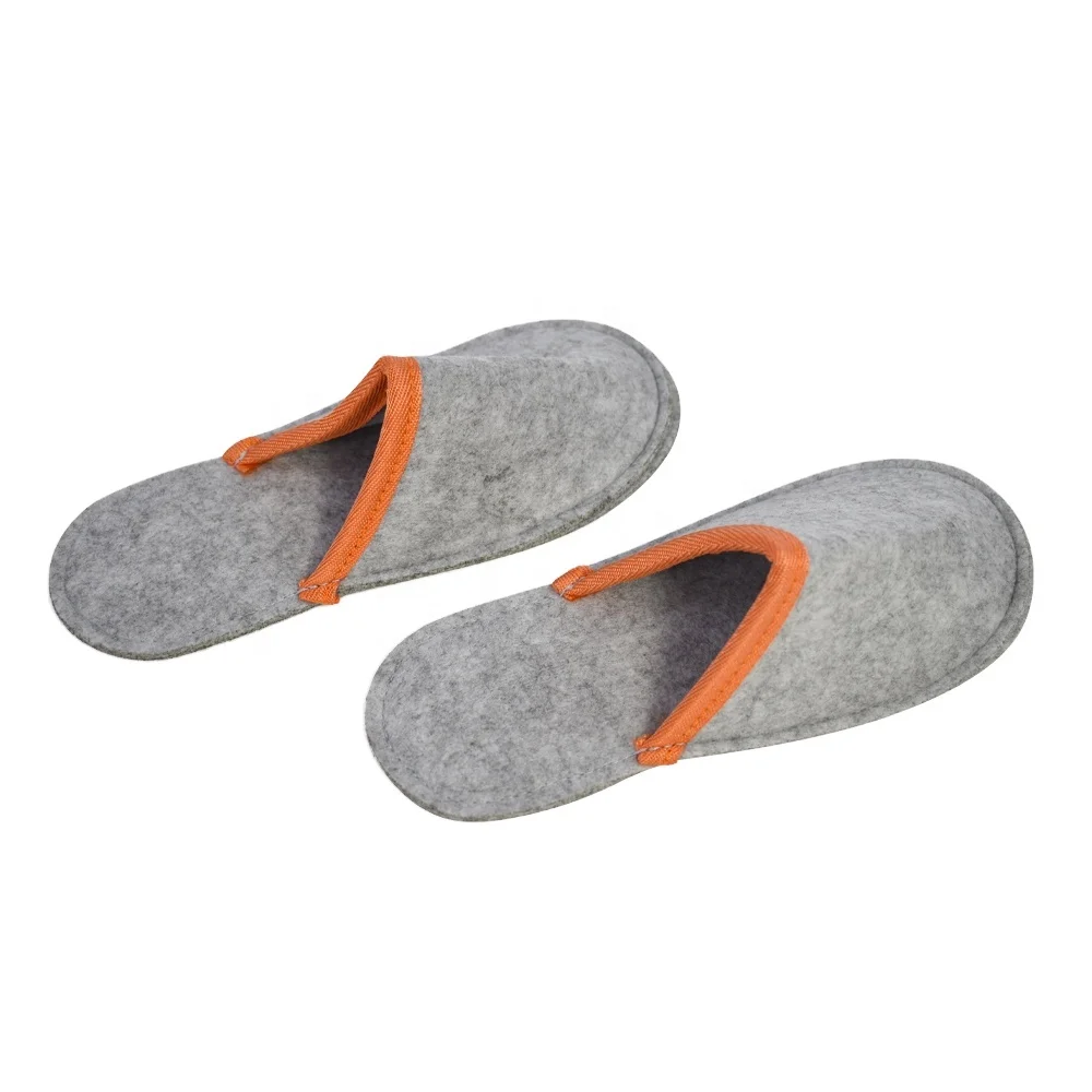 

Wholesale home travel anti slip white customized hotel bathroom women Close Toe hotel felt slipper, Grey