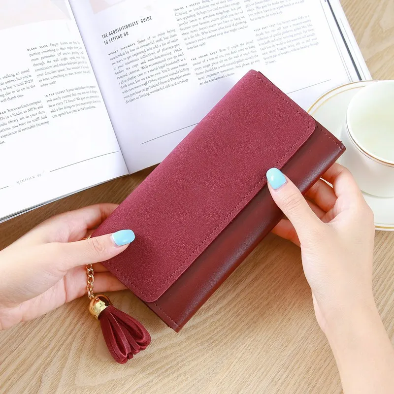 

Hot Selling Faux Leather Women Woman Wallets Leather Long Purse, Black,red,blue,sky blue,green,yellowish brown