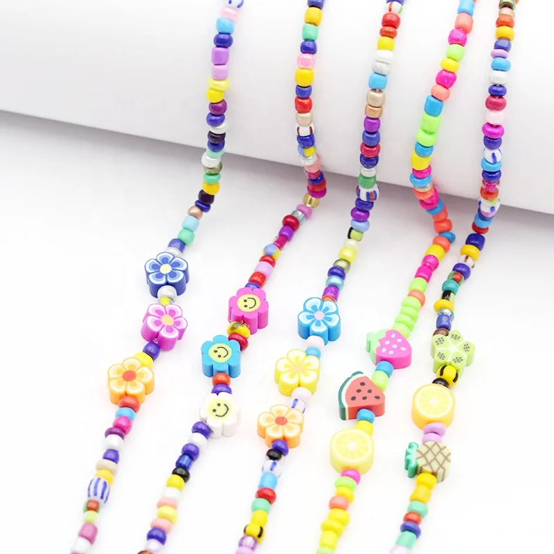 

Beads Smile Face Charm glasses Chain Cute Colorful Fruits Acrylic Strap Cord Eyeglass Retainer Detachable Face Masking Chains