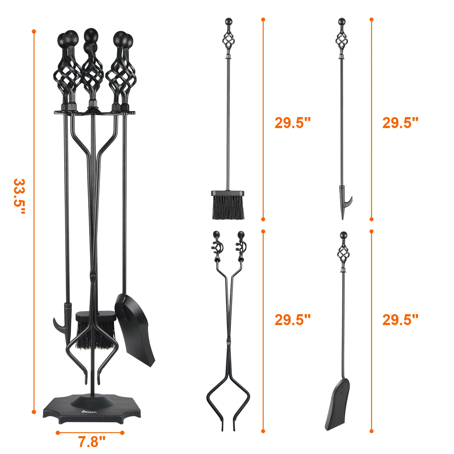 Wide Applications Heavy Duty Tools Fireplace Accessories Steel Handles Sets
