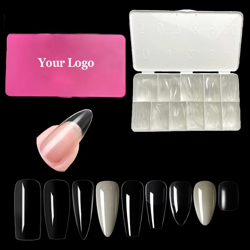 

600pcs/Box 13-21MM Full Cover Nail Art Decoration Round Square Toenails Stiletto Short Nail Tips, Picture