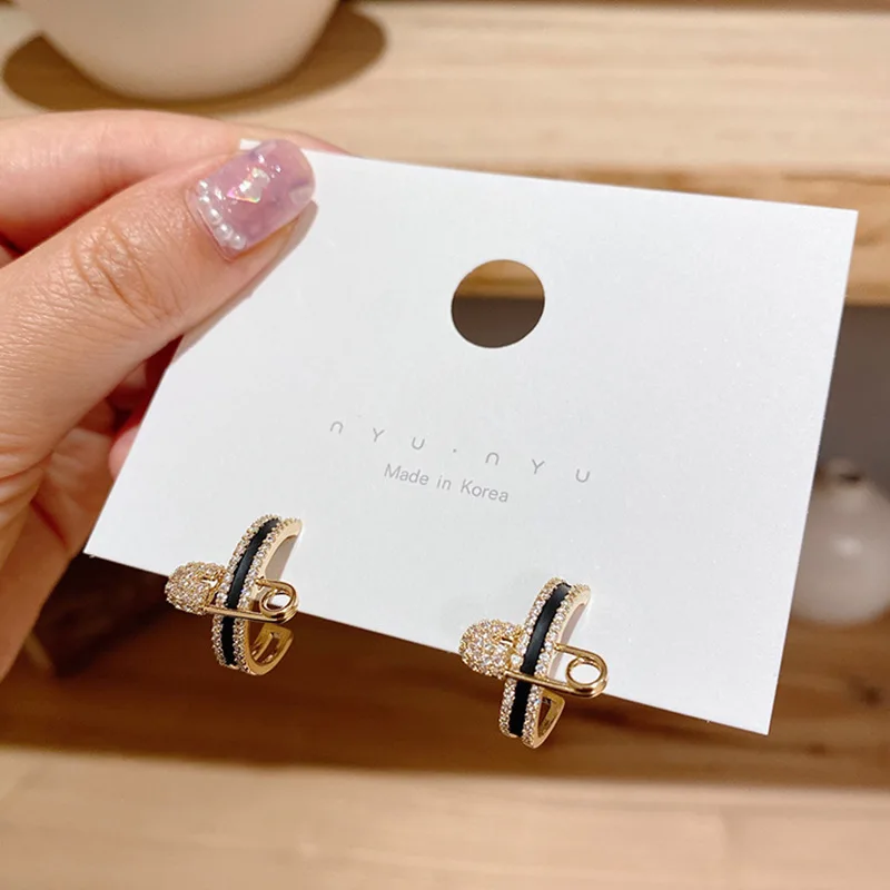 

fashion trendy jewelry pin rhinestone bling small hoop earings