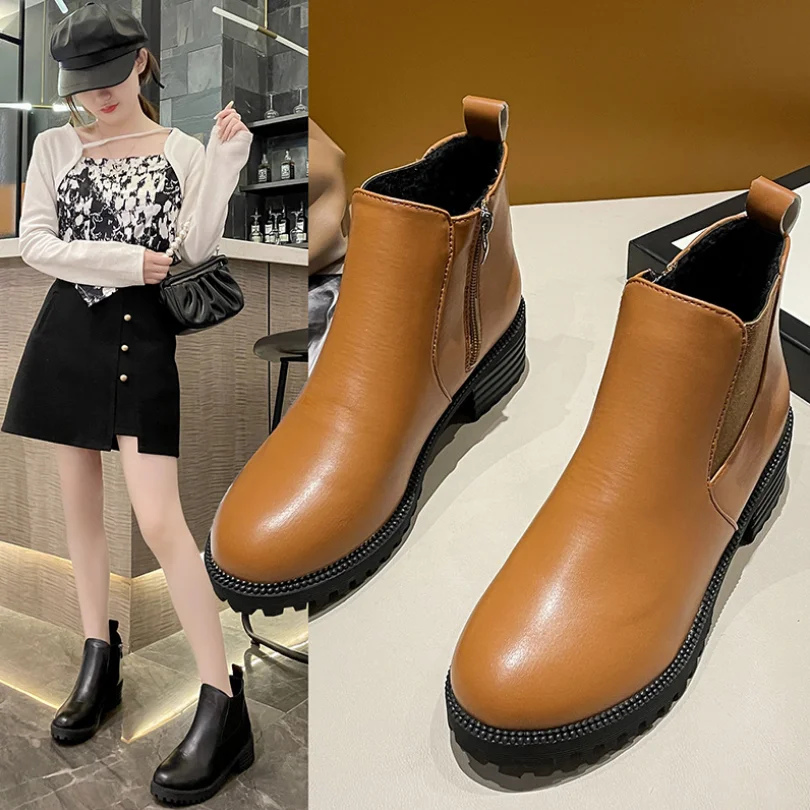 

Fall Winter New British Retro Style Ladies Plus Size Doctor Marten Boots Ankle Boots Women Shoes Women's Fashion Short Boots, As pictures