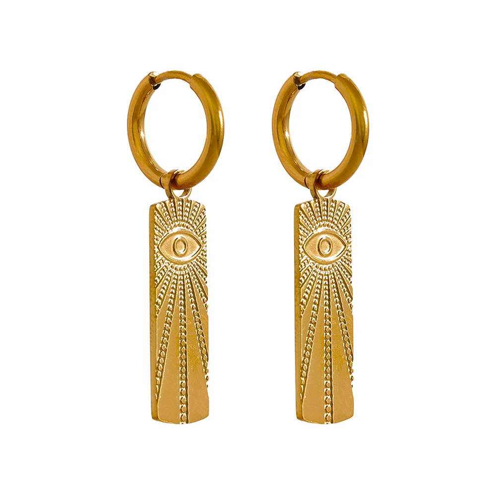 

JINYOU 1698 Minimalist Stainless Steel Eye Rectangle Hoop Earrings 2023 Fashion Metal Trendy Gold Charm Unisex Geometry Jewelry
