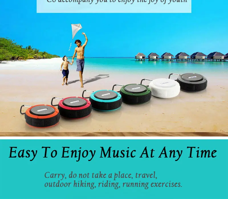 C6 Portable Wireless Bluetooth Speaker With Calls Handsfree and Suction Cup Waterproof Shower Mini outdoor Plastic Speaker - ANKUX.COM