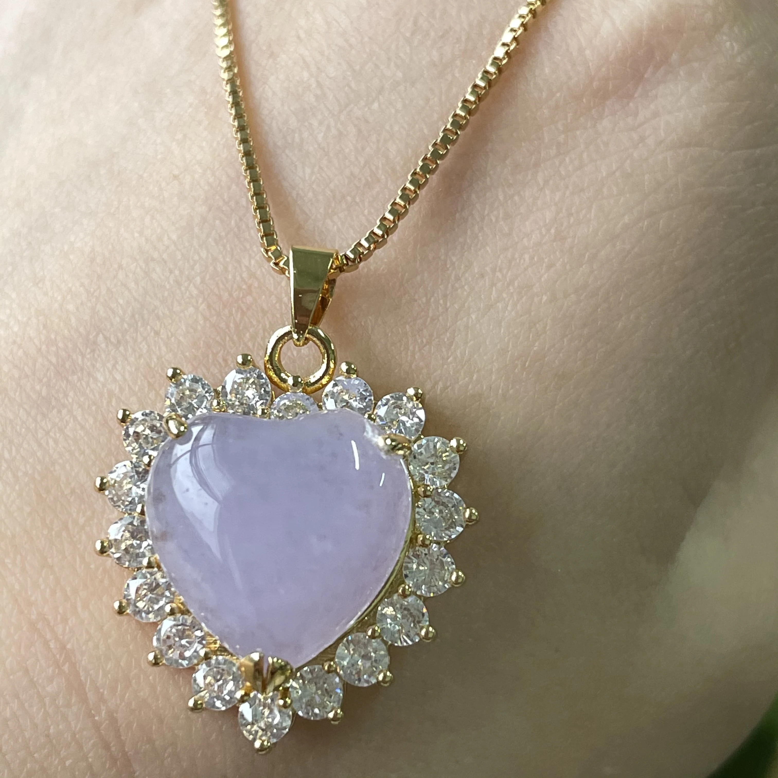 

New styles 2021 ins fashion women lavender jadeite ring pendant Chinese agate circle jade gold pendant necklace