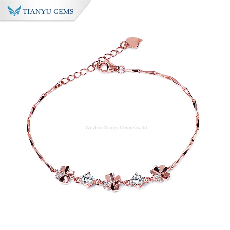 

Tianyu gems friendship S925 silver jewelry charm 18k gold plated moissanite women bracelet