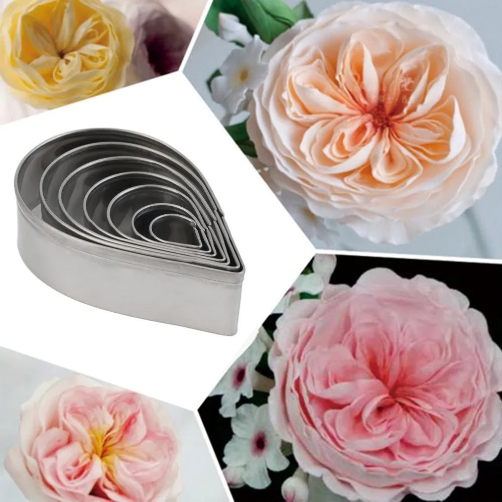 

Stainless Steel Water Drop Fondant Mold Set Baking Cake Tools Austin Rose Petal Mold Making Crafts Tools Accessories Supplies