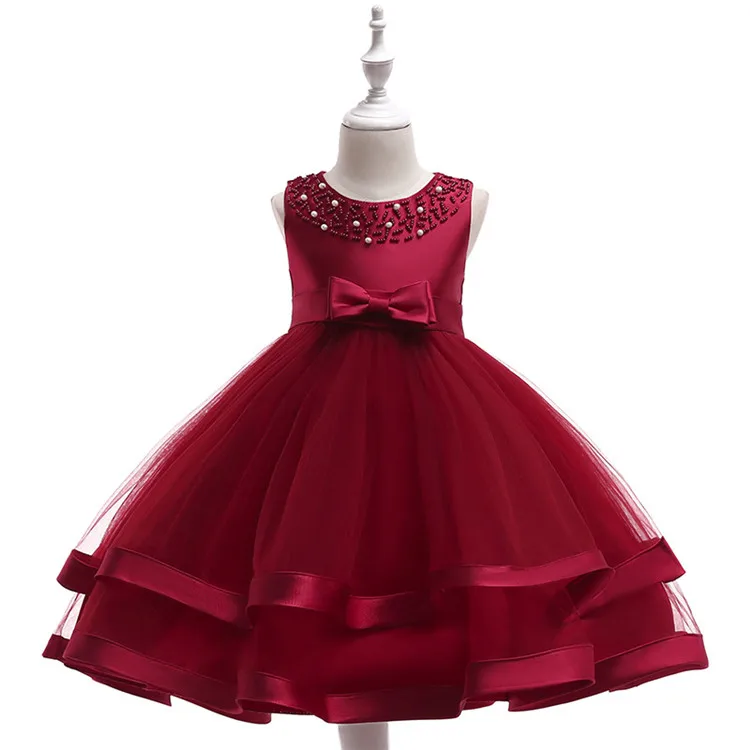 

Party Dresses for Girls of 7 Years Old Sleeveless Ruffled Baby Girls' Dresses Pink Cotton Fashionable Kids Clothes, Multi colors