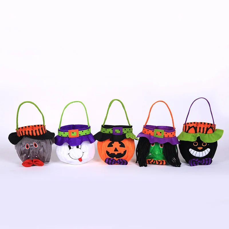 

Halloween Basket Personalized Halloween Props Pumpkin Bag Flannelette Decor Gift Halloween Basket, As pic show