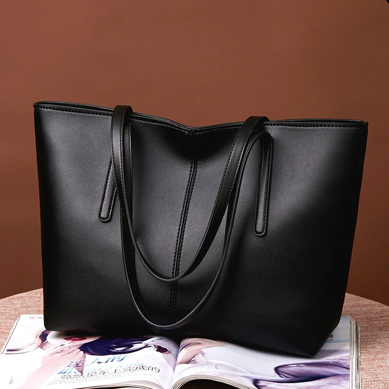 

2021 Hot selling elegant design vegan PU leather tote ladies bolsos luxury shoulder bags wom handbag, 4 colors