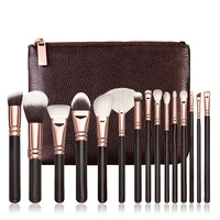 

15pcs Custom Logo Make up Brushes Rose Gold Makeup Brush Set with Brown Case Wholesale