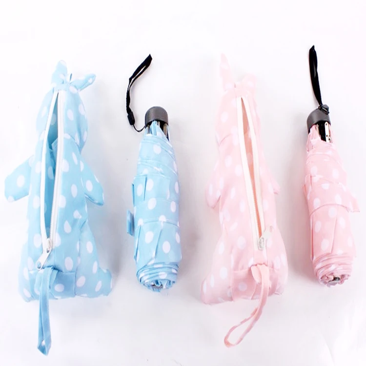 

Quality-assured Windproof 5 Fold Mini Umbrella With Cute Rabbit Bag