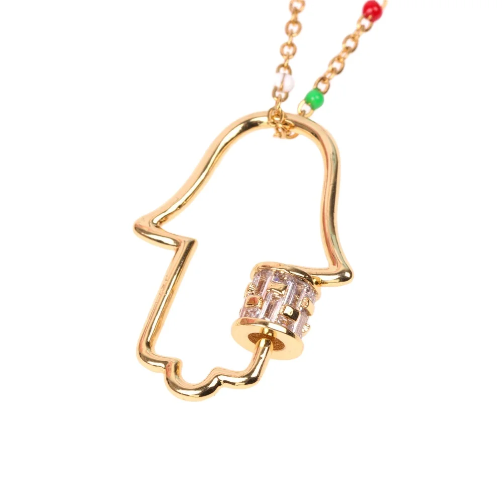 

Factory Wholesale Stainless Steel Chain Carabiner Lock Necklace Statement CZ Lock Pendant Necklace For Women Jewelry, Customized color