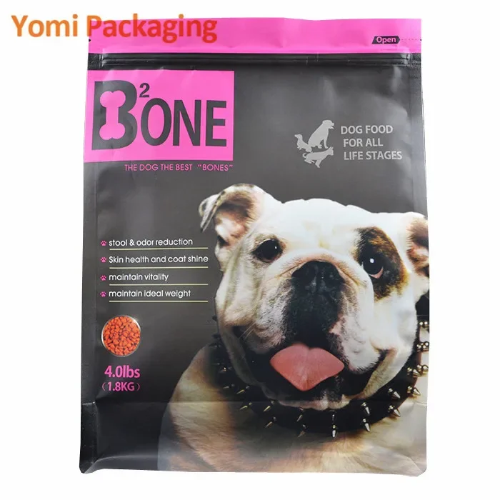 

Customized Color Custom Printed Quad Seal Gusset Cat Dog Pet Food Packaging Bag Sizes 25g 30g 115g 200g 5kg 10kg 15kg