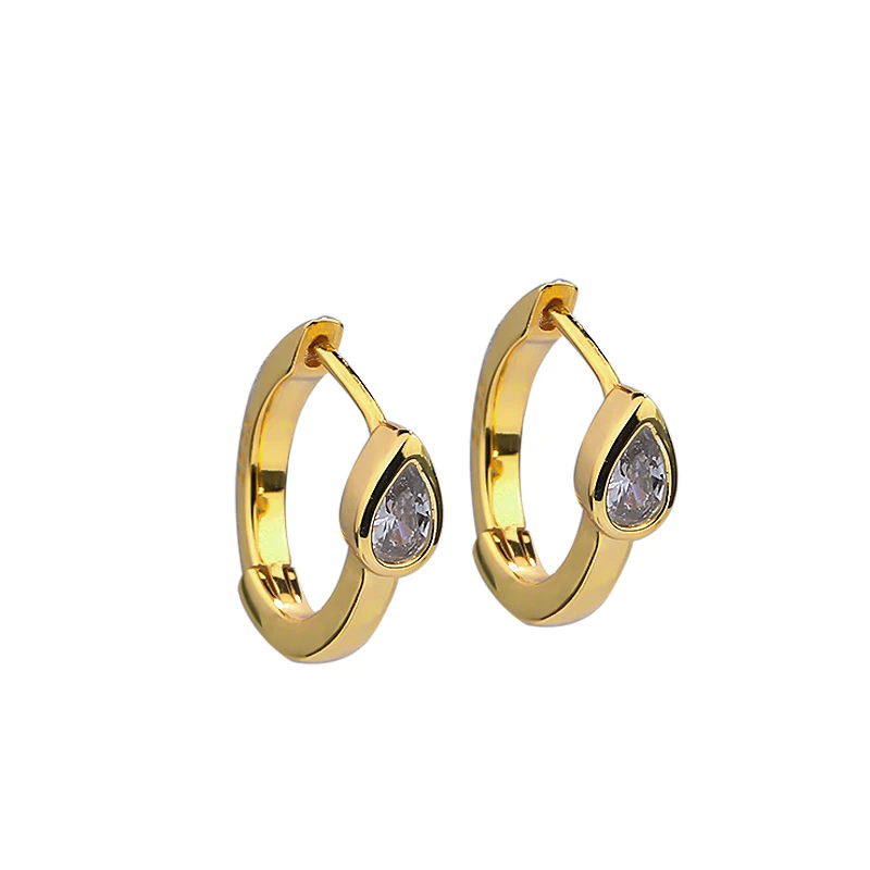 

Trending Minimalist 925 Silver Earring Hoop Huggie 18k Gold Plated jewelry Zircon hoops earrings