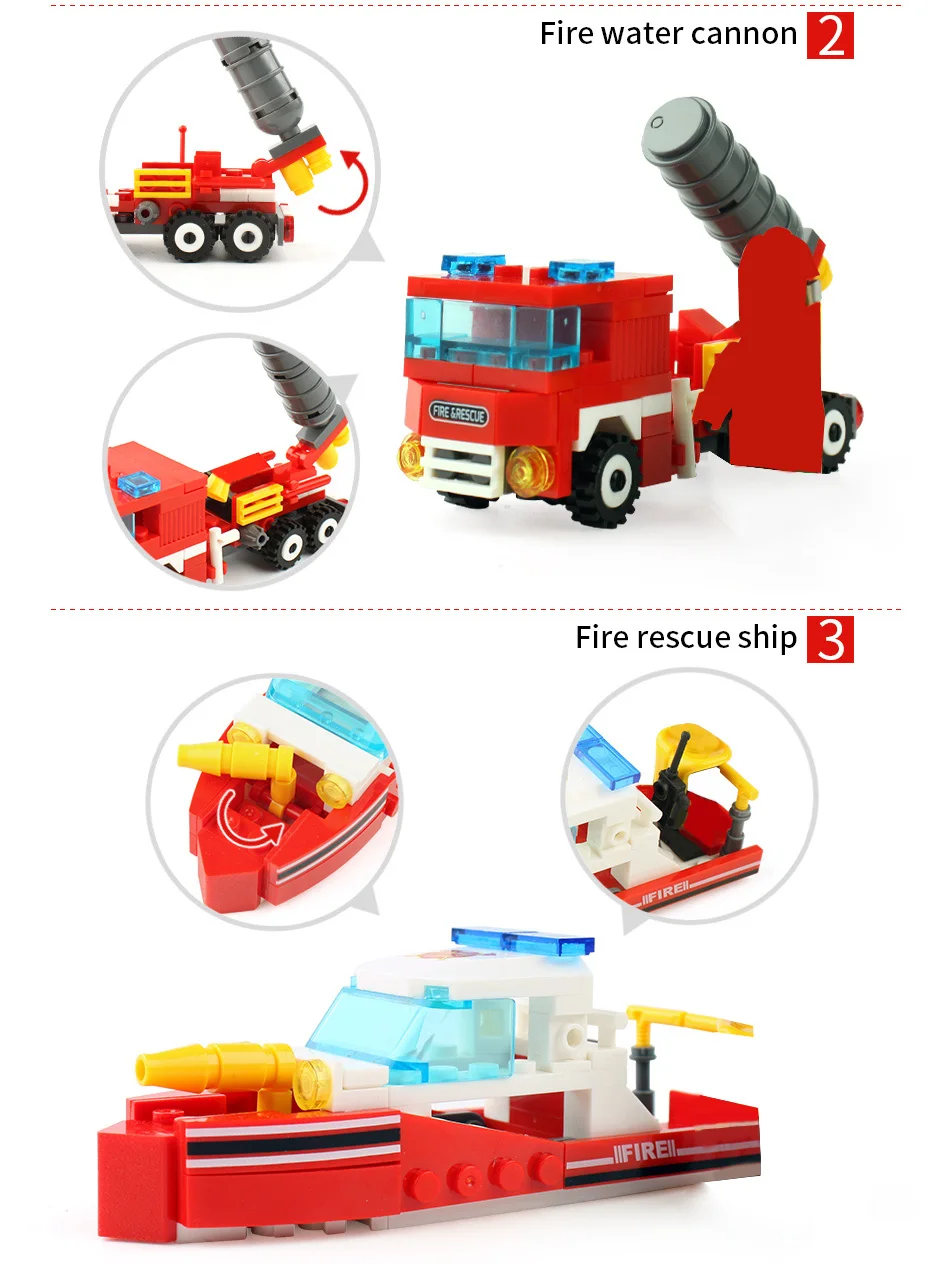 Amazon Hot Sale Block Truck Fire Fighting Truck Building Blocks For