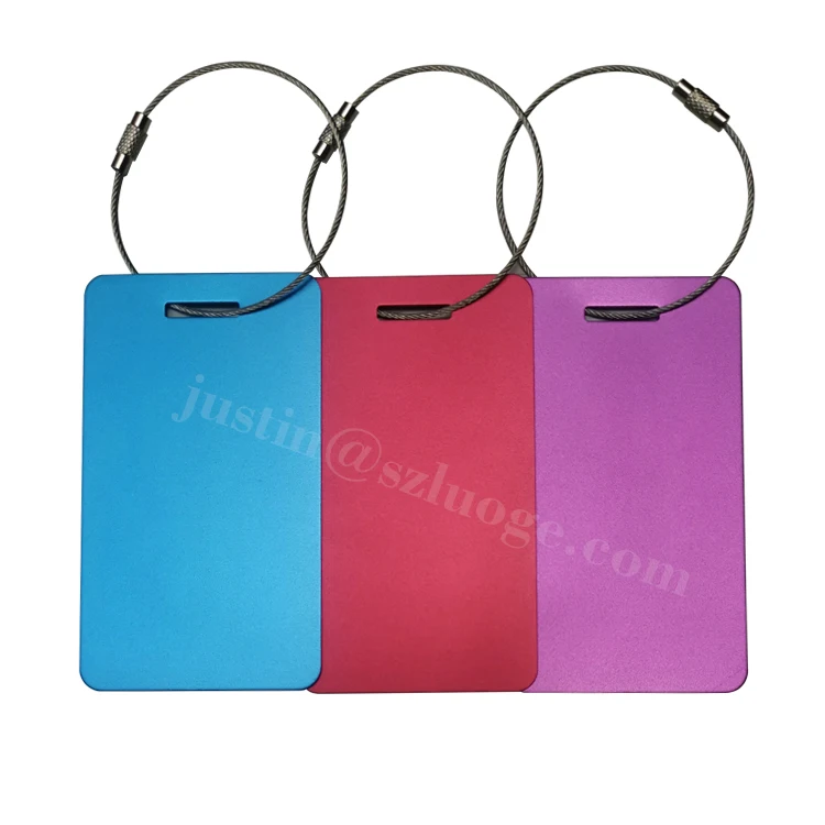 Custom Anodized Blank Matt Metal Luggage Tags With Leather Strap Aluminium Luggage Tag Metal