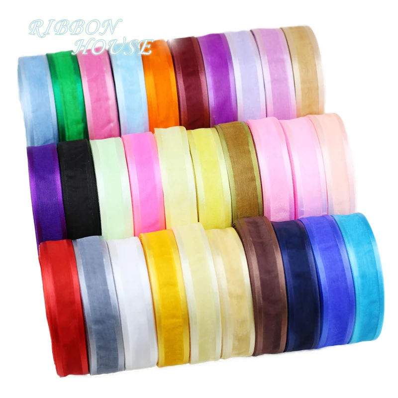 

(50 yards/roll) 1'' (25mm) White broadside organza ribbons wholesale gift wrapping decoration