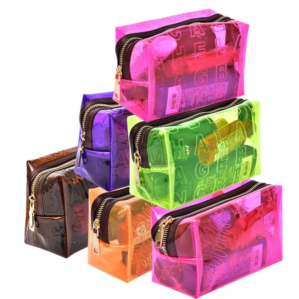 

Wholesale Custom Women Clear Cosmetic Bag Colorful PVC Waterproof Makeup Bag, As the picture