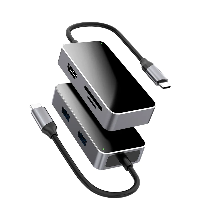 

New Design gift box Mini Industrial Usb-c dock Adapter 5 Port Usb type c Hub, Sliver / gold / black