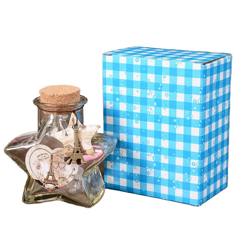 

Creative valentine gifts glitter glass star wishing bottle
