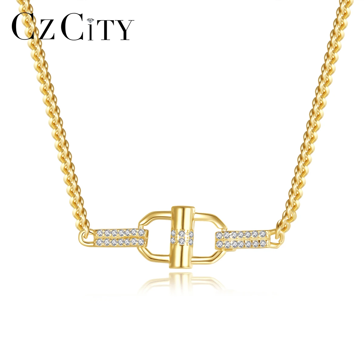 

CZCITY Pendant Chain Bohemian Dainty Custom Statement Chunky Cuban Trendy Gold Plated Jewelry Necklace