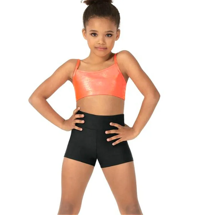 High Quality Shiny Children Activewear Kids Yoga Set Kids Biker Shorts