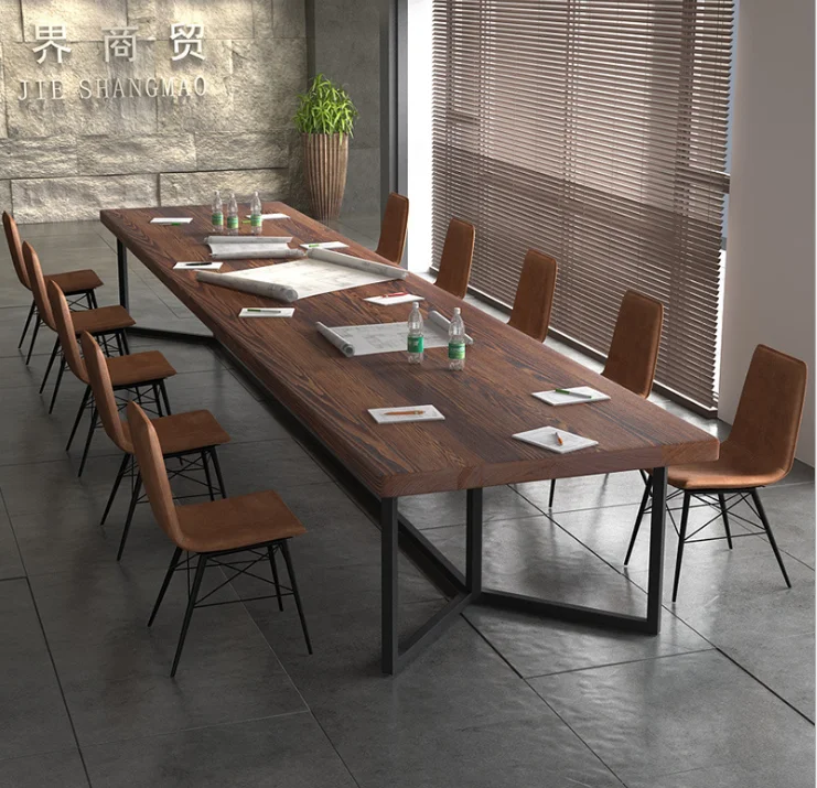 Chinese Style Long Wood Tables Match 12 Chairs Solid Wooden Material