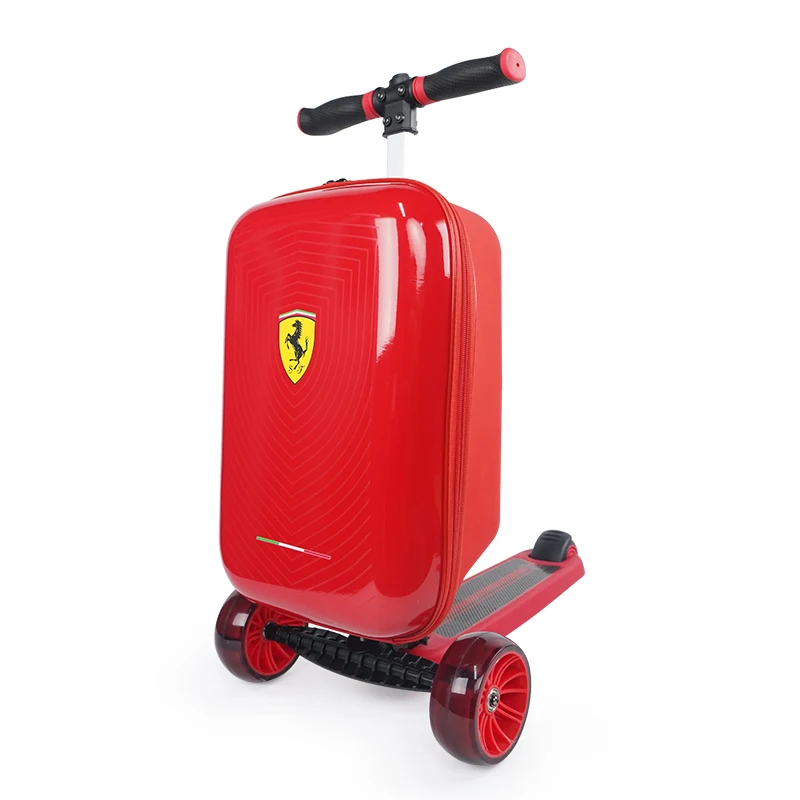 

Ferrari Adjustable 3 Wheel Kids Kick Scooter with Big Wheel foldable Flash LED light Kick scooter with luggage for Teenagers