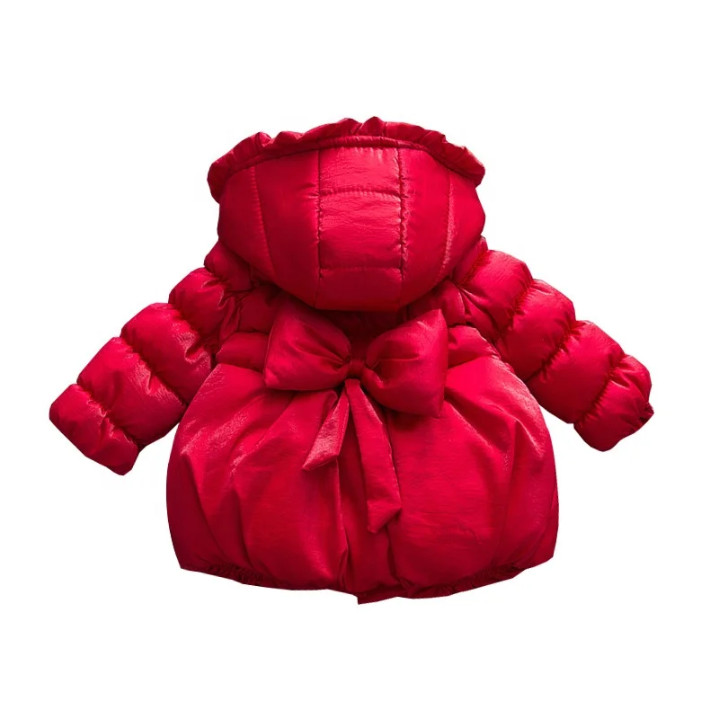 

B61261A Winter new Korean children's thickening girl baby long down cotton clothes girls hooded fashion cotton clothes, Purple/gold/black/red