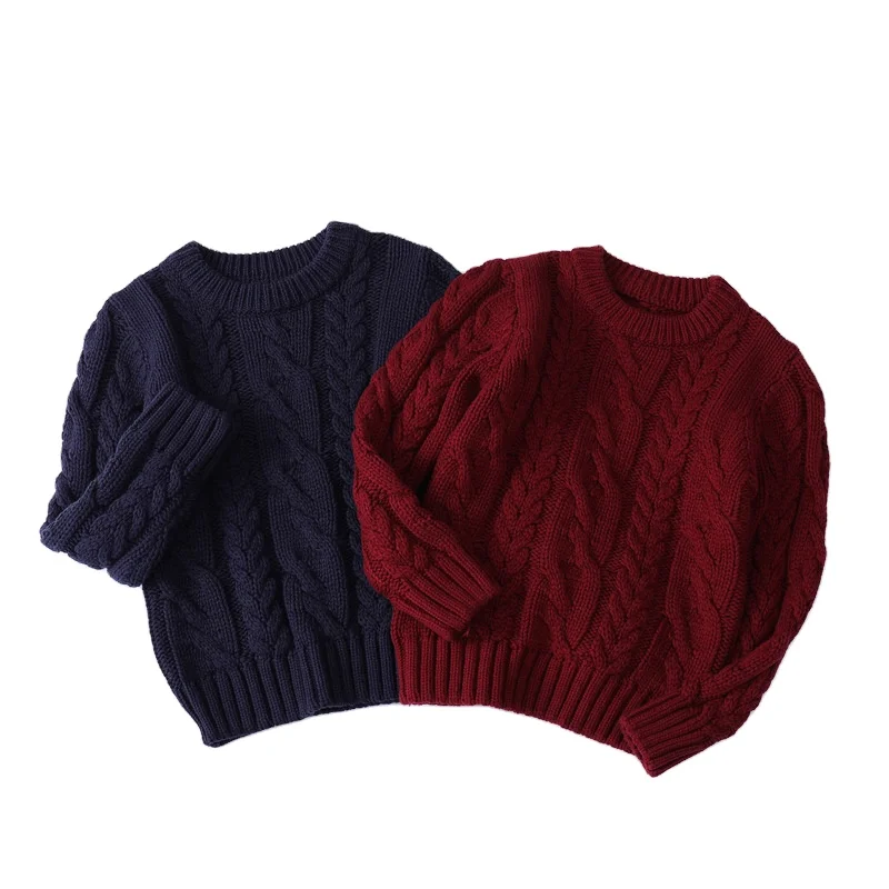 

020 new winter children pullover round neck thick sweater for boys and girls solid color warmth sweater
