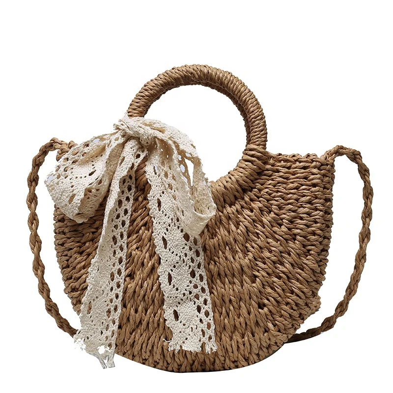 

Summer fashion trend wholesale portable messenger straw woven bag for women, Khaki,beige