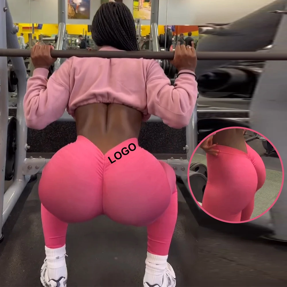 

2023 New Workout Gym Scrunch Butt Seamless Tight Sports Nylon High Waist Yoga Pants Crossover V Back Leggings