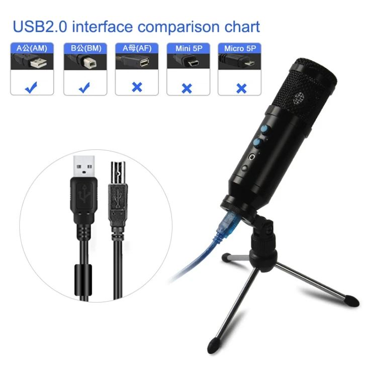 

Factory price Large-diaphragm Desktop podcast Condenser vlog USB gaming microphone