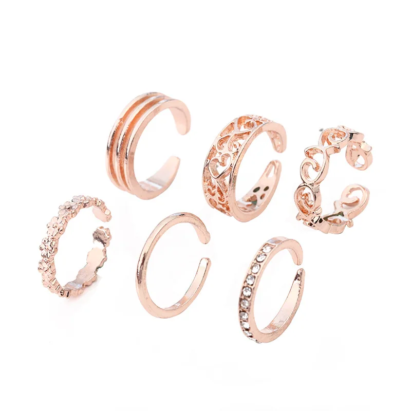 

Xunbei summer beach design wholesale 6pieecs jewelry toe rings set for women, Retro silver