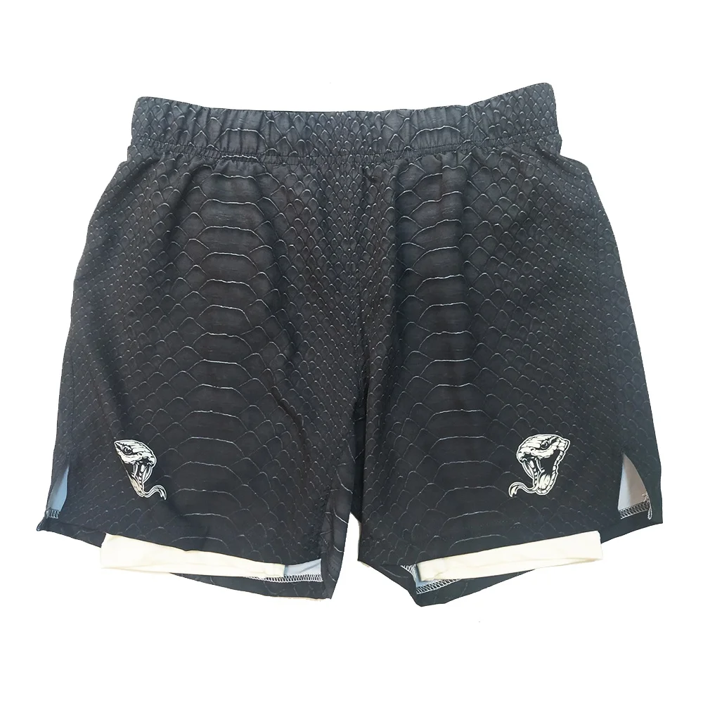 Custom 2 in 1 Shorts Sublimation Printing Compression Fit Flexible Quick Dry Reinforced Seams No Gi Training Gear