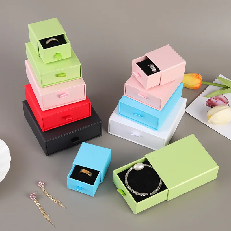 

Mass Stock Multi Pure Color Simple Design Custom Earring Ring Necklace Use Drawer Jewelry Paper Box, White/black/blue/pink/red/green