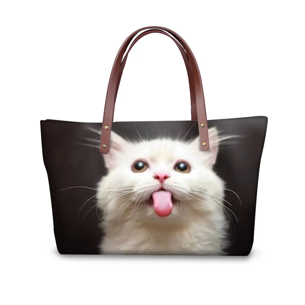 

custom Sublimation print cute cat Fabric Bags Women Handbags Ladies Brand Famous Satchel Shoulder Work Top Handle Bags Totes