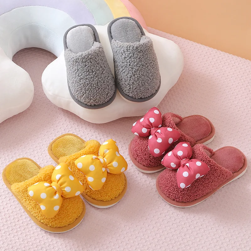 

Winter Indoor Children Pretty Slippers Cute Soft Cotton Non-slip Floor Slippers Boys Girls Home Parent-Kids Warm Plush Slipper